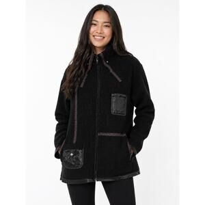 Patrice Breal Black Textured Jacket Womens Zip Up High Collar Casual Chic
M-L